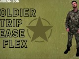 Soldier strip tease and muscle flexing