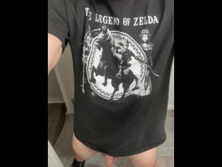 Taking a piss with my Zelda shirt on and my Dick growing while peeing