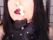Preview 4 of Smoking Fetish Black Satin Gloves