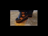 Pedal pushing and chip stomping in my platform jack-o-lantern boots