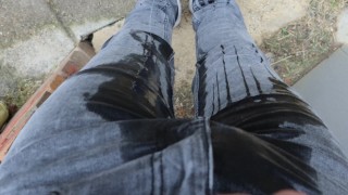 POV: Wetting Jeans Outside with HOT Piss