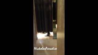 Trying on clothes, jerking off and cumming in the fitting room