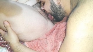 My daddy bear makes me enjoy sucking my pussy that gets very juicy