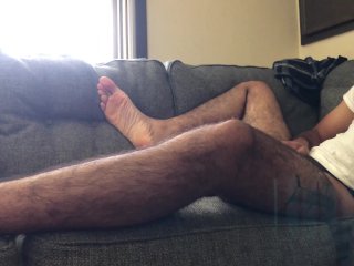 masturbation, hairy legs, feet, ass