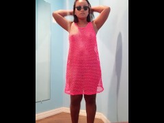 fitting room pink net tryon