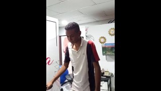 hard training with standing cock