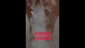SPUN DADDY IS A DRAGON: blows fat cloud on his own big soft dick