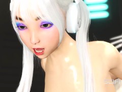 Super hot gamer girl gets hard anal fuck with a sexy futanari in the sci-fi prison