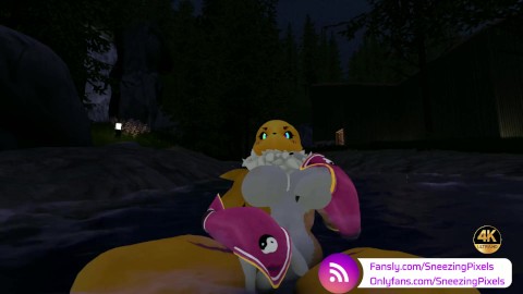 VR Pornstar Sneezing Pixels taking river bath, watch the full video on fansly