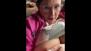 Milf rubbing her big ass tits