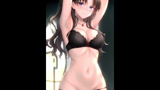 Rin Tohsaka se déshabille sexy et la prend brutalement