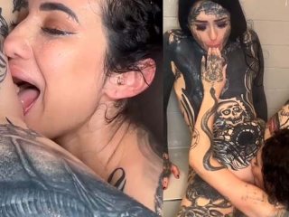 scissoring, nipple sucking, goth girl, pussy licking