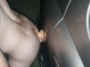 Preview 3 of bitch surprise! I glued a dildo to my car. he loved it and put it all up his ass.my dick too