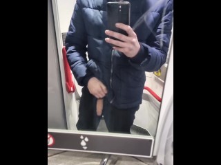 Brit Twink Flashes Dick in Train Toilet