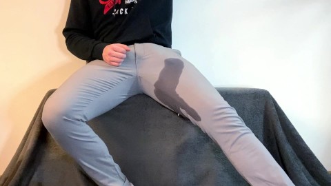 Loud moaning cumshot in pants | huge cumshot | slowmotion