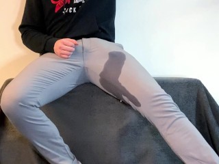 Loud Moaning Cumshot in Pants | Huge Cumshot | Slowmotion
