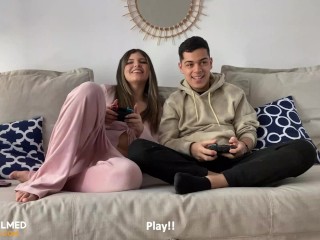 My Stepsister and I Betted a Blowjob Playing Video Games