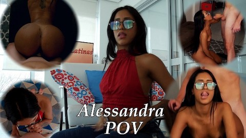 Big booty Brazilian Alessandra blows and gets fucked - POV