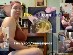 Piss and cum fun! Golden shower watersports and cum play!