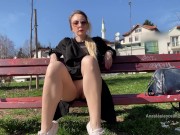 Preview 1 of Chilling in park and flashing pussy to people around. Open legs in public.