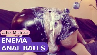 Extreme FEMDOM ENEMA Anal Play In My Slave's Ass With Whipped CREAM And ANAL Balls