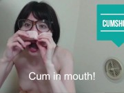Preview 5 of Cum in mouth on 40 year old lovely MILF wife! 12 shots in a row!