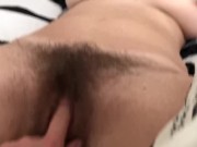 Preview 4 of Amateur Woman brings her big 100% natural unshaven cunt to female orgasm, natural tits