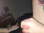 Preview 5 of I get horny alone in bed every night.. Trans girl dick and cumshot