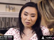 Preview 1 of Sexy Asian Babysitter Kimmy Kimm Teaches Her Hot Bestie Clara Trinity How To Please Their Boss
