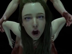 Cute Brunette Girl Loves Anal Standing up with her hands Pulled back | 3D Porn