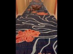 Justin Kase masturbating in hotel hallway