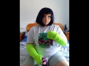 Preview 4 of Kigurumi girl masturbates with a vibrator