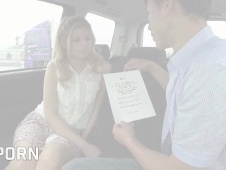 Japanese couple with sexy blonde girl make a sex car tourism