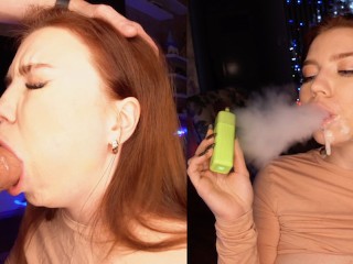 She Smokes and SUCKS my Dick! and then I COVER her FACE with SPERM! JUST LOOK how Happy she Is!