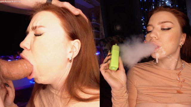 Zrzava dívka se zálibou v kouření si nechá pokrýt obličej semenem (kisankannaOnlyFans)