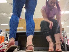 public shoe try on with milajoyce69