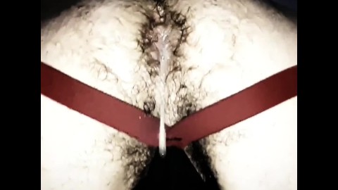 enjoy my hairy creampie - watch me squeeze and fart cum out of my hairy asshole and swallow it