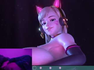 Laten we D.Va Fap Hero Spelen! Tiener Femboi's Eerste Lewd Fapin Aan Zijn Favoriete Overwatch-meid! Voorbeeld