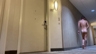 Walking And Cumming In The Hotel Corridors