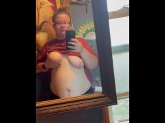 White Big women bouncing her tits and smacking her tits