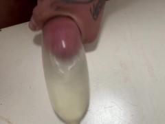 nickstar6 Feeds a condom filled with water until ejaculation