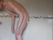 Preview 5 of Skinny teen pissing from his ass enema amazing fountain of piss