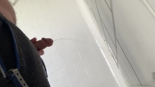 Pissing on the wall BIG DICK PISSING