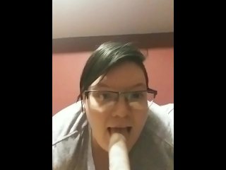 teasing, solo female, vertical video, blowjob