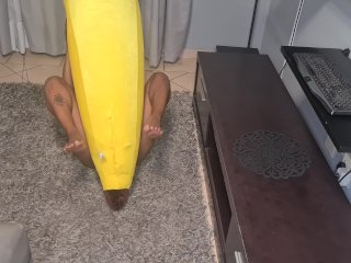 Tattooed_Desi Slut Humps a_Big Banana, Close Ups