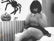 Preview 1 of Halloween Velma zombie cosplay playing the red light green light game anal buttplug