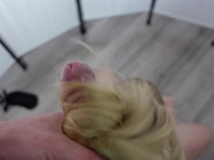 My secretary has soft silky hair, I needed to cum on her hair, hairjob