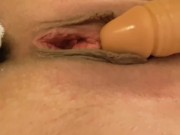 Preview 4 of Close up pussy fucking with big dildo. SQUIRTING!!!