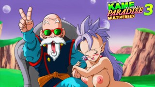 Kame Paradise 3 - West Kai has sex with Roshi and his huge cock (Uncensored)