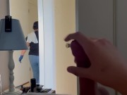 Preview 1 of Trying to get caught cumming by cleaning lady